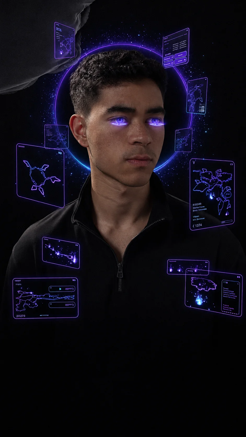 Renato analisando diferentes painéis digitais, representando a etapa de testes e validação.